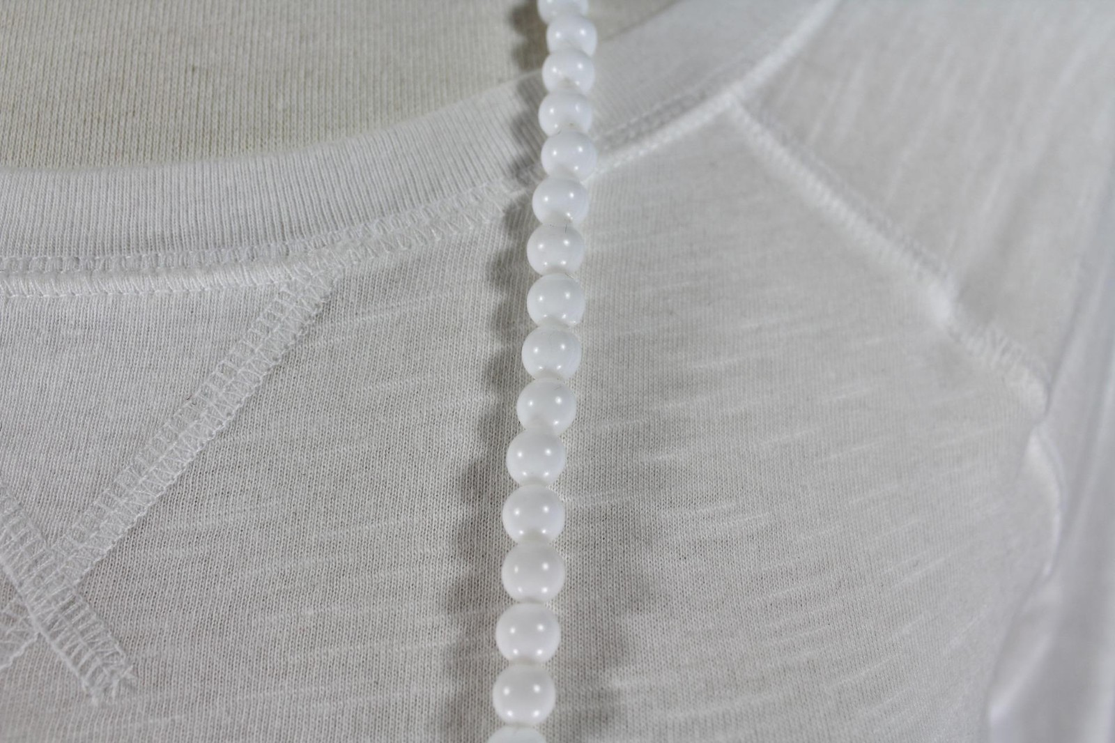 White super extra long bead 44″ necklace beaded wrap double look