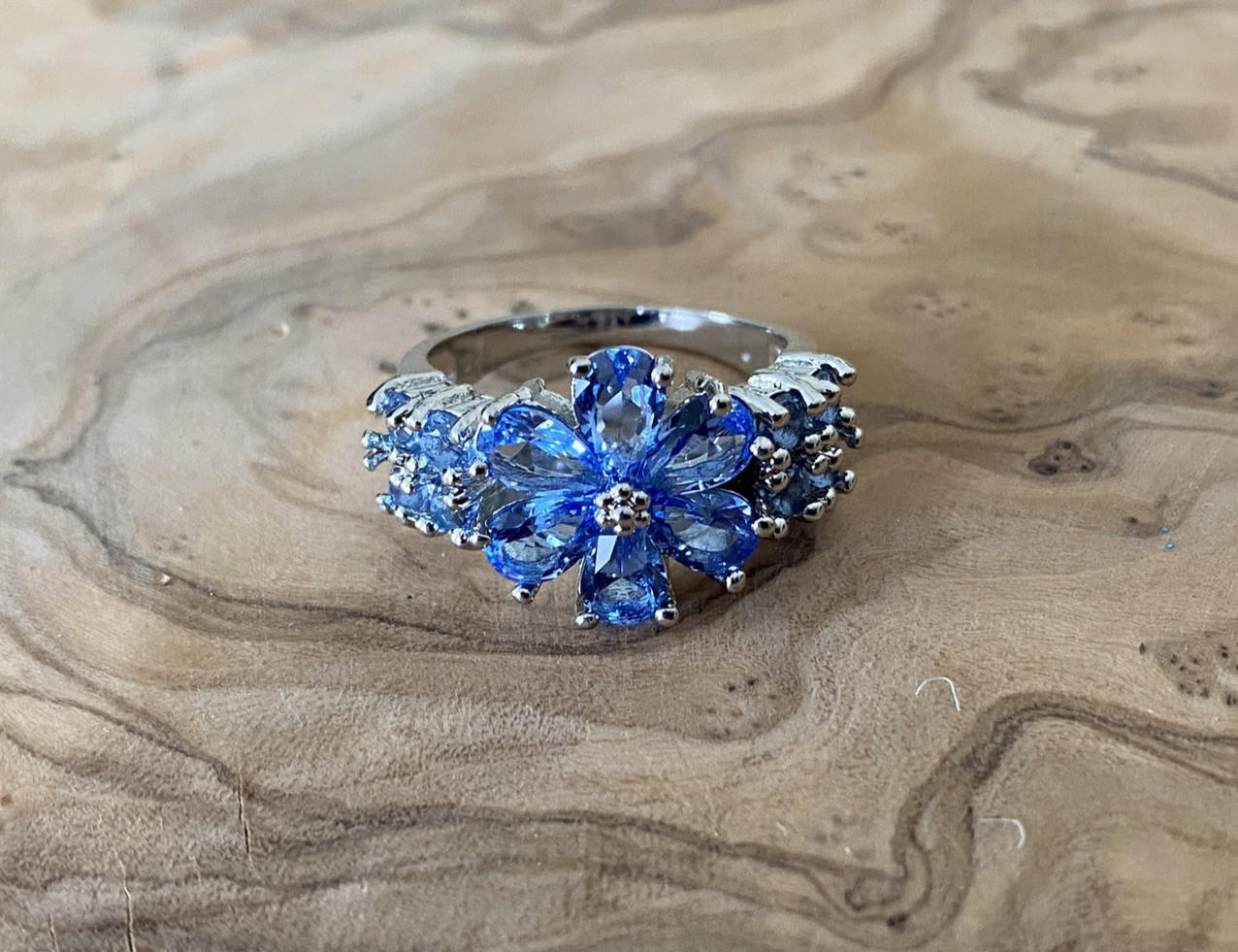 Ring, Deep Blue Tanzanite (Simulated), Sterling Silver 925 Size 7.5, NWOT