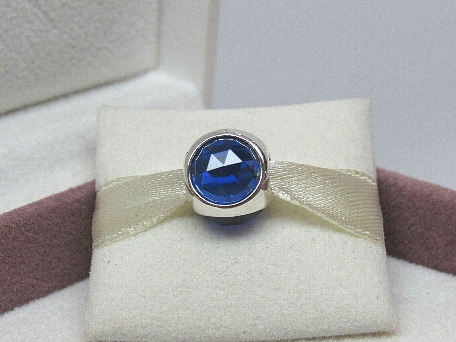 New Pandora NO BOX Royal Blue Radiant Droplet 3 CZ’s Charm 792095NCB