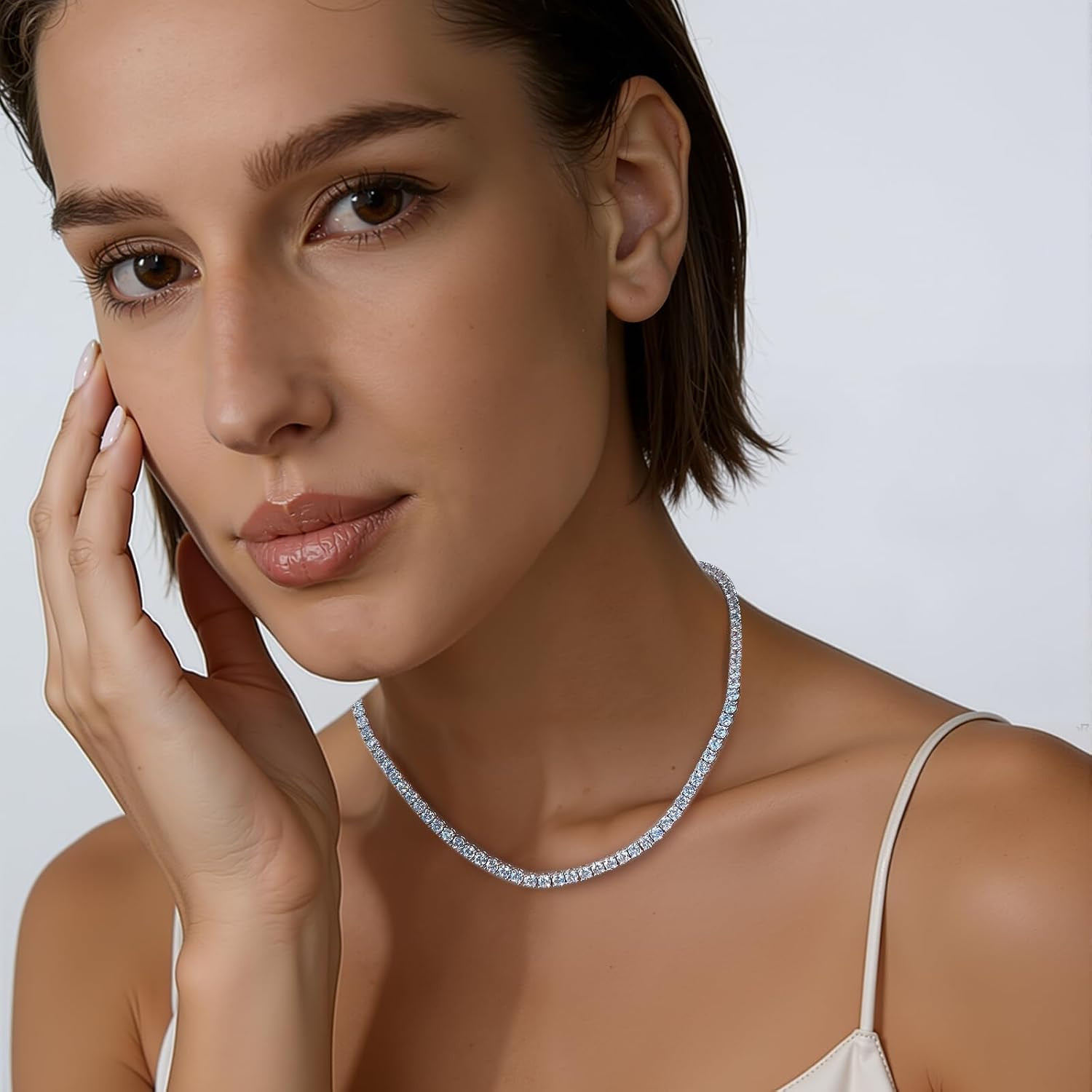 4mm CZ Tennis Necklace 18K White Yellow Gold Plated Chain 16-24 Inch Gift