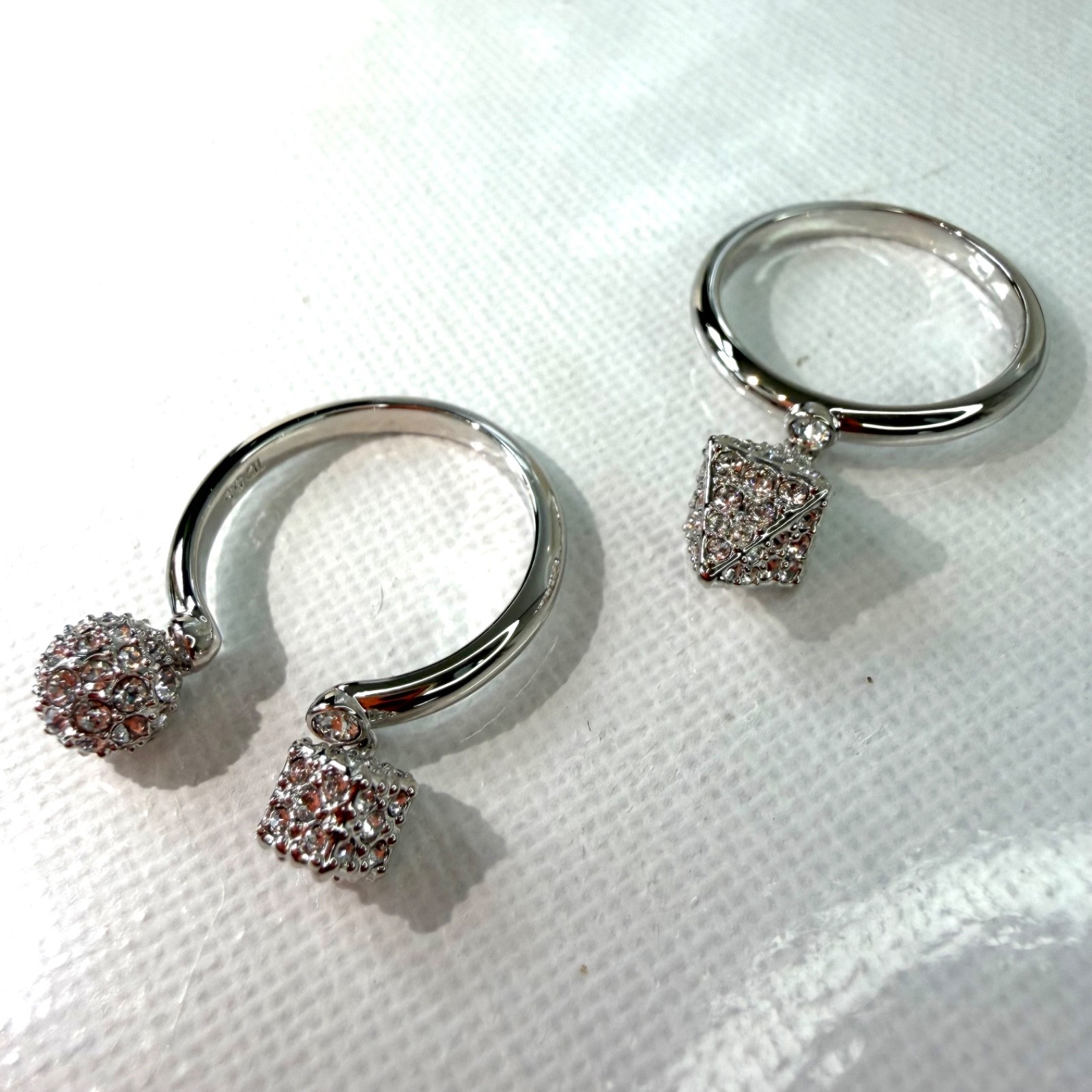 SWAROVSKI Dextera Ring Silver Rhodium Plated White Crystals Size 52 UK L In Box