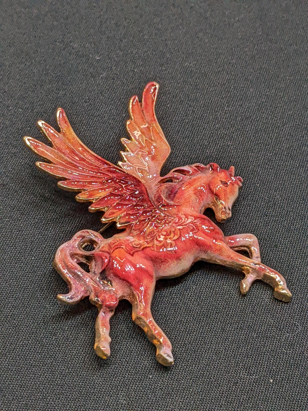 Pegasus Brooch Equestrian Red Enamel Fantasy Festival Ren Fair Pin New