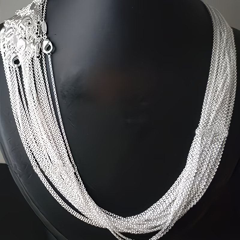 LOT OF TEN (10) Italian 1mm Fine Link 20 Inch Chain Necklaces Sterling Silver