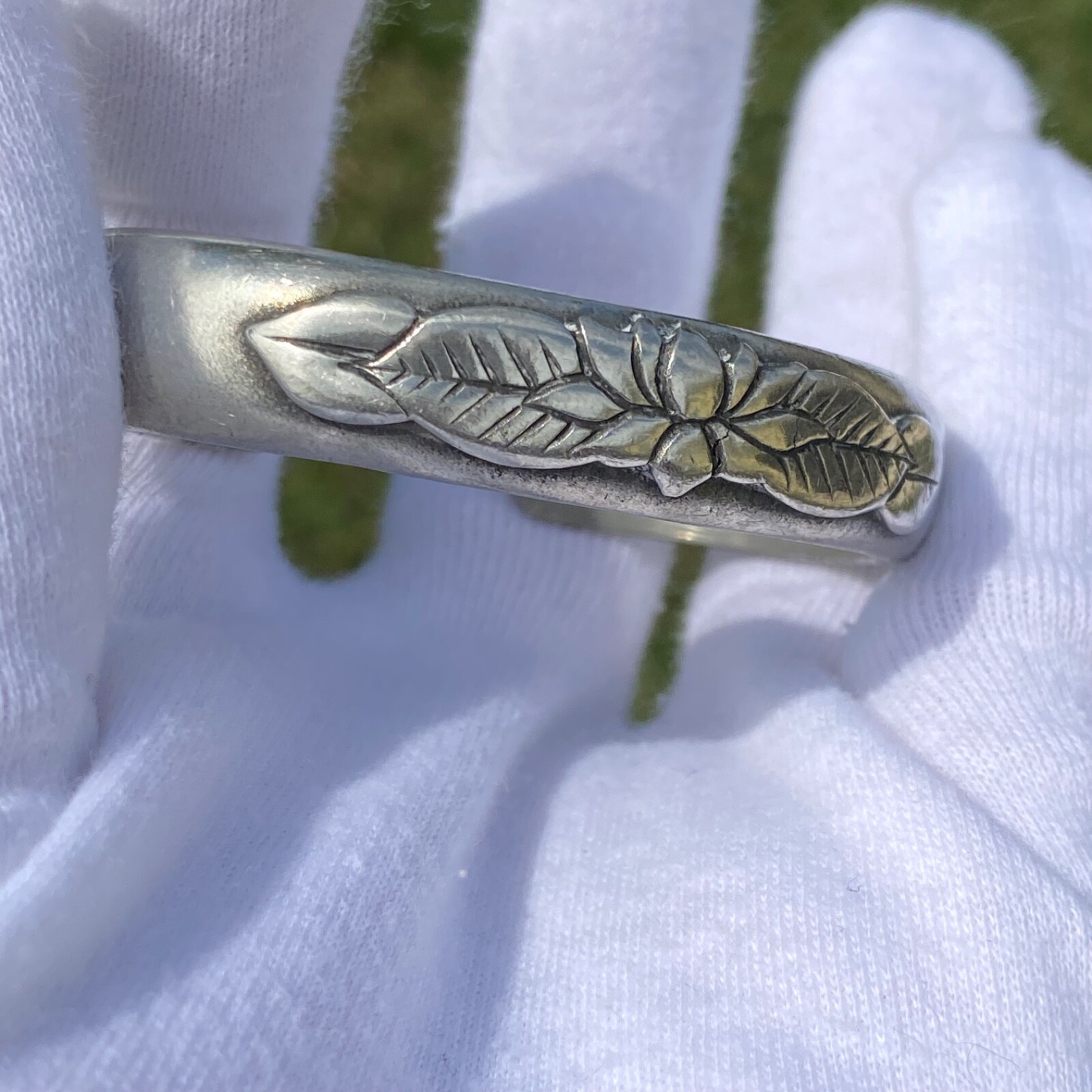 Laurel Burch Floral Cuff Bracelet Looks Like Pewter