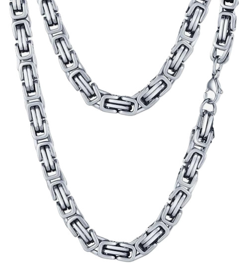 Stainless Steel 5mm Byzantine Chain Necklace Many Sizes 40