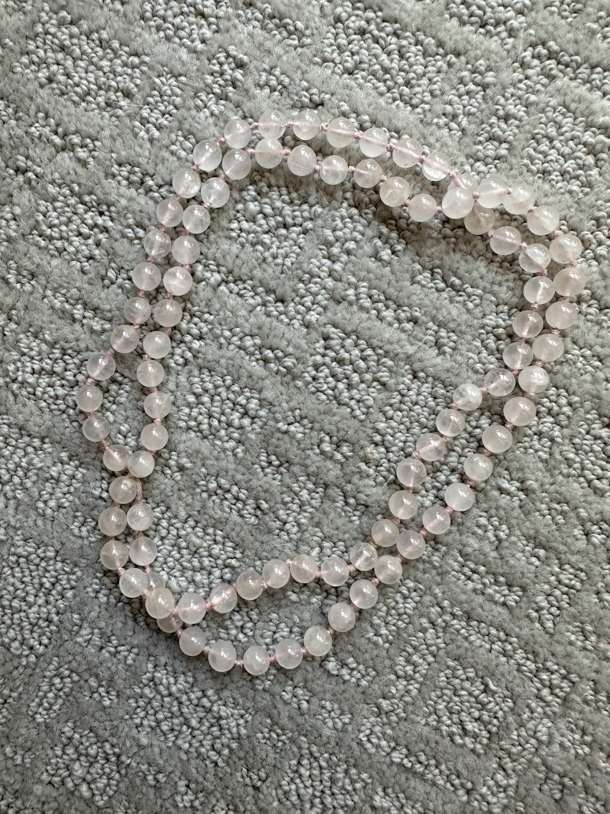 Pink Round Rose Quartz Gemstone Beaded Strand Necklace Ball/Bead Chain Stone