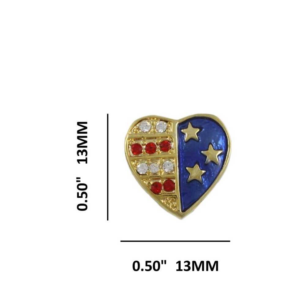 Gold Patriotic Red White Blue Heart Clip Earring – PRF354EC