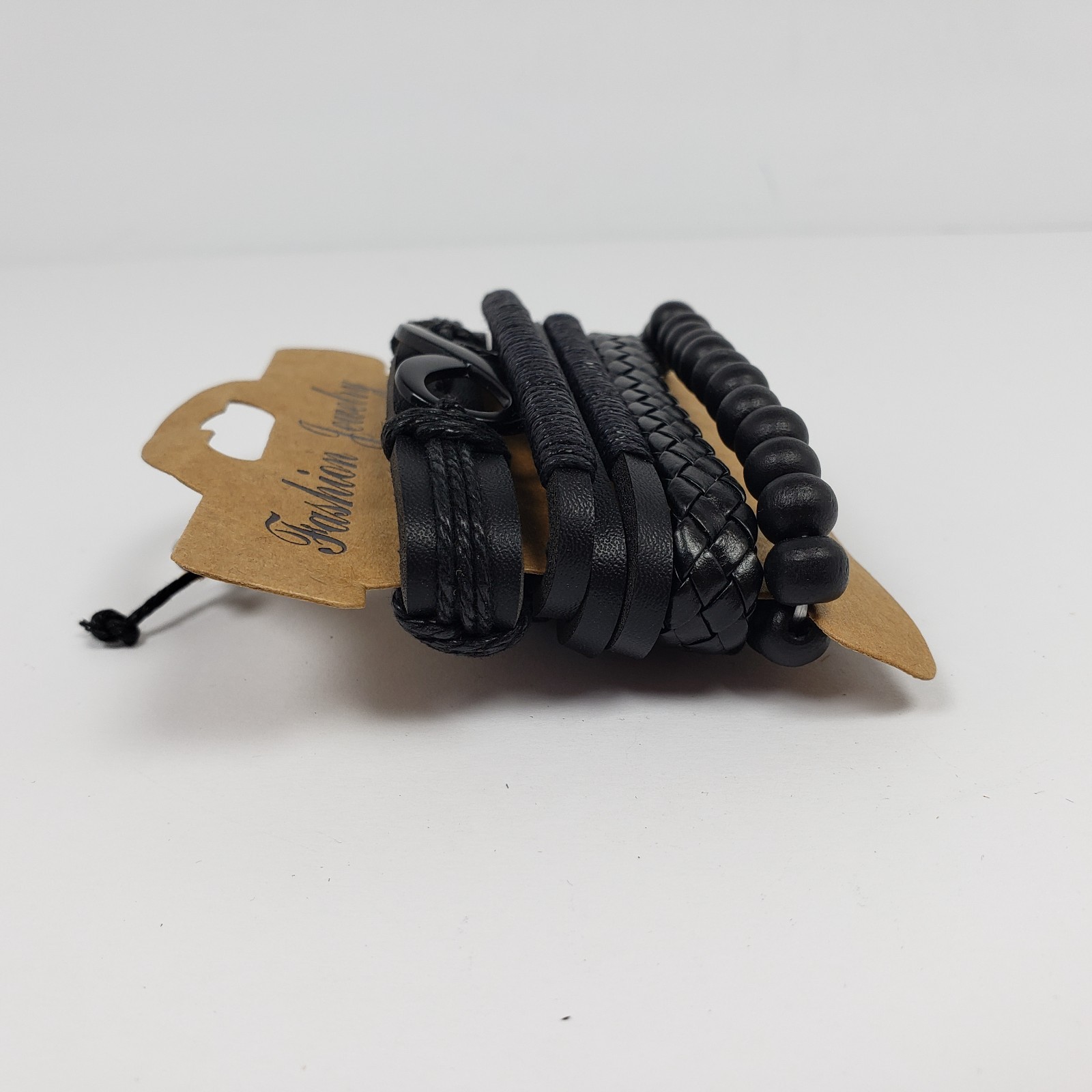 Unbranded Fashion Jewelry Adult Unisex Black Layer Trendy Bracelet 4 Pack