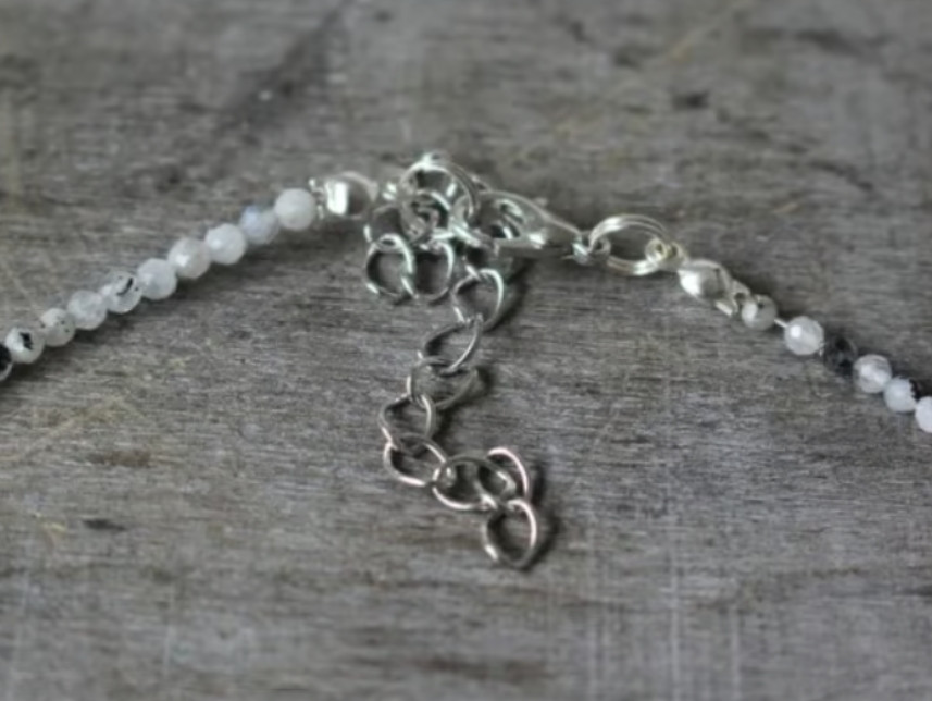 Natural Black Spot Moonstone Choker Beads Healing Crystal Minimalist Necklace