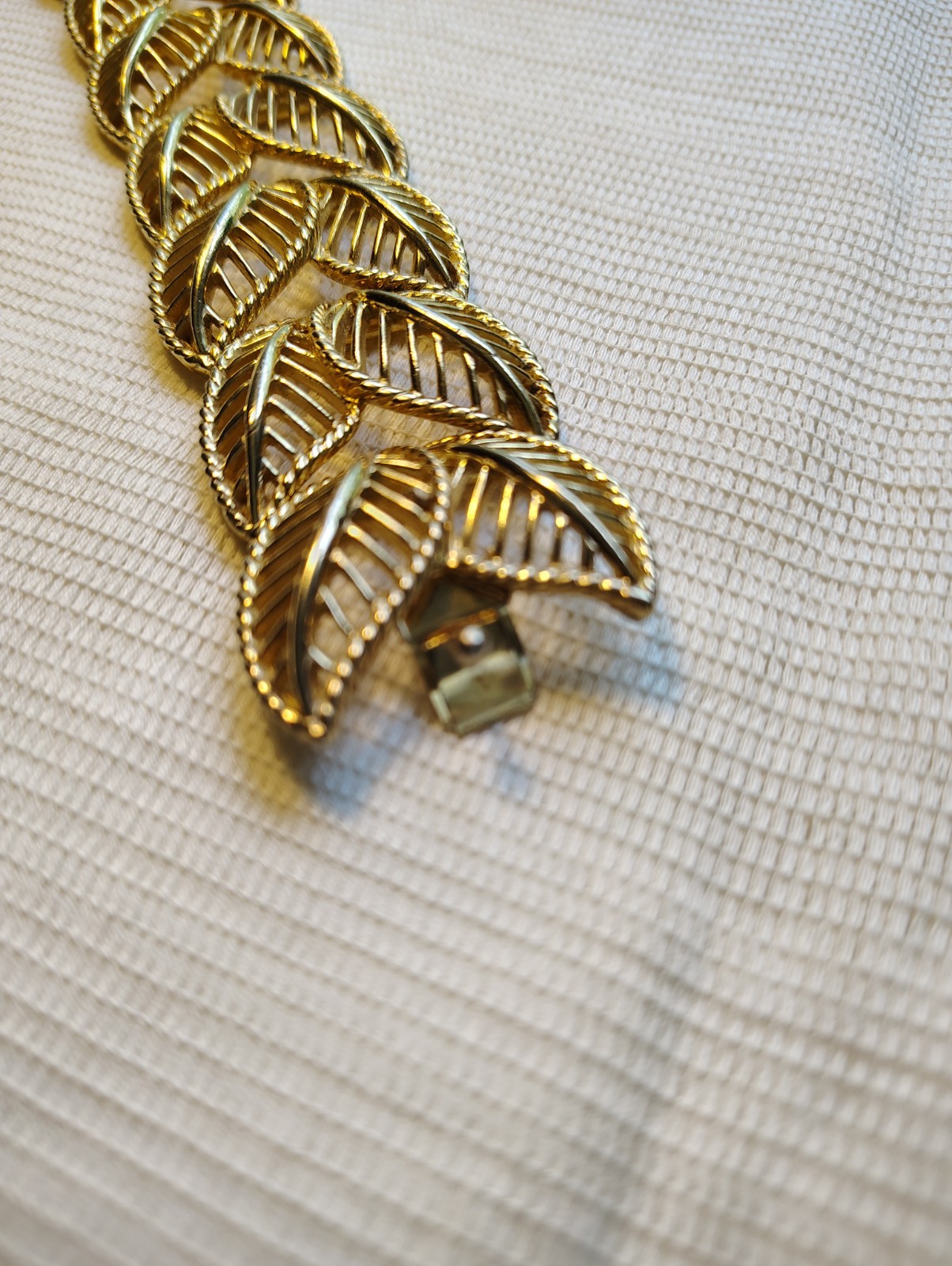Vintage Leaf Link Statement Bracelet, Hook Closure