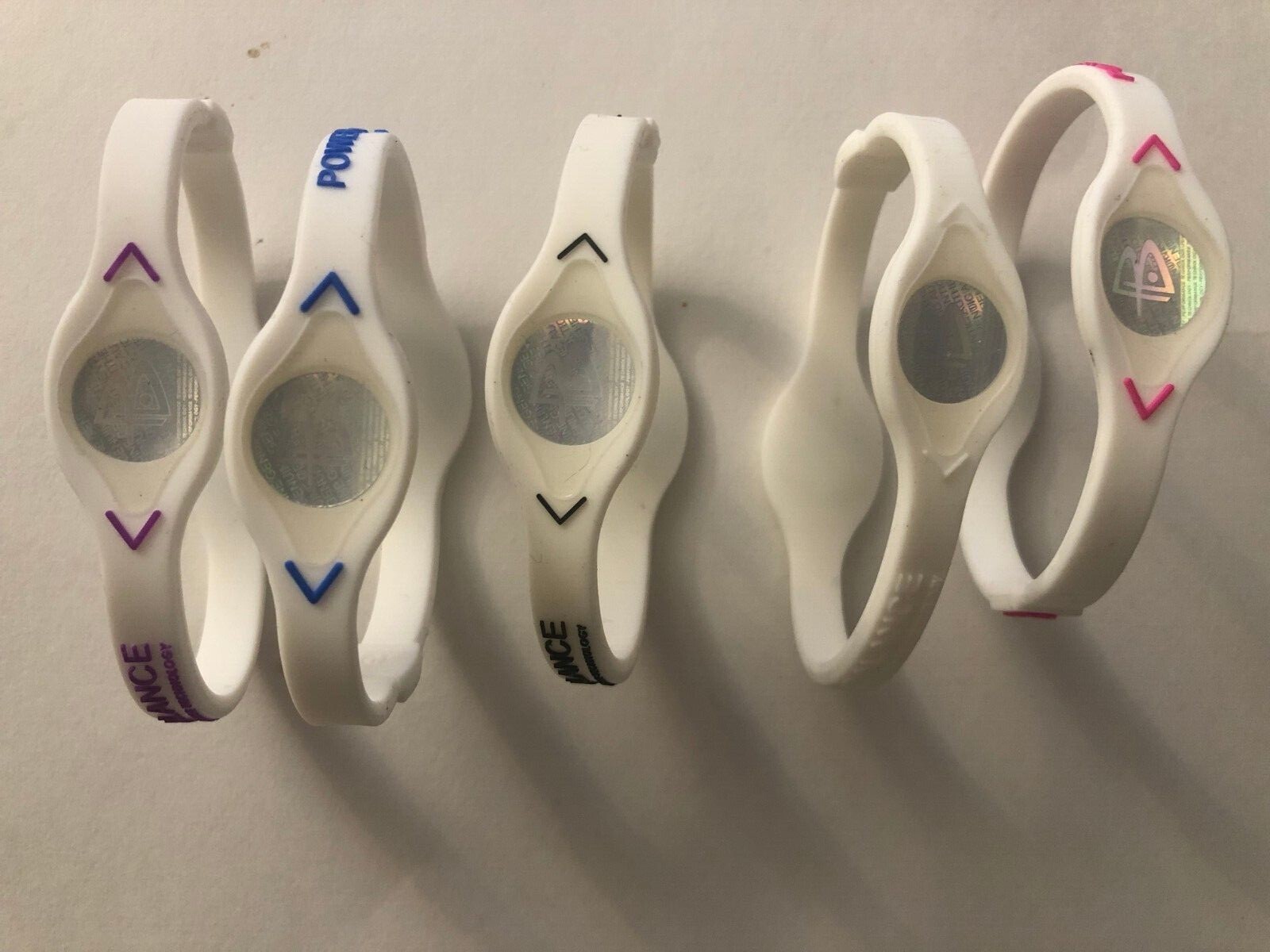 5 PCS WHITE Power Balance Energy Health Band Bracelet XS , S, M, L, XL