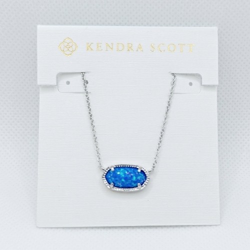 Kendra Scott Elisa Silver Pendant Necklace in Royal Ocean Blue Opal