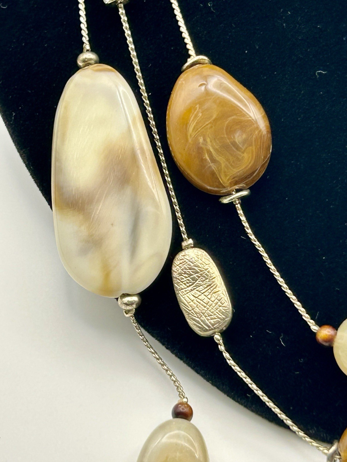 Chicos Six Necklace Lot Boho Beach Summer Stone Wood Beige Bib Bold Anniversary