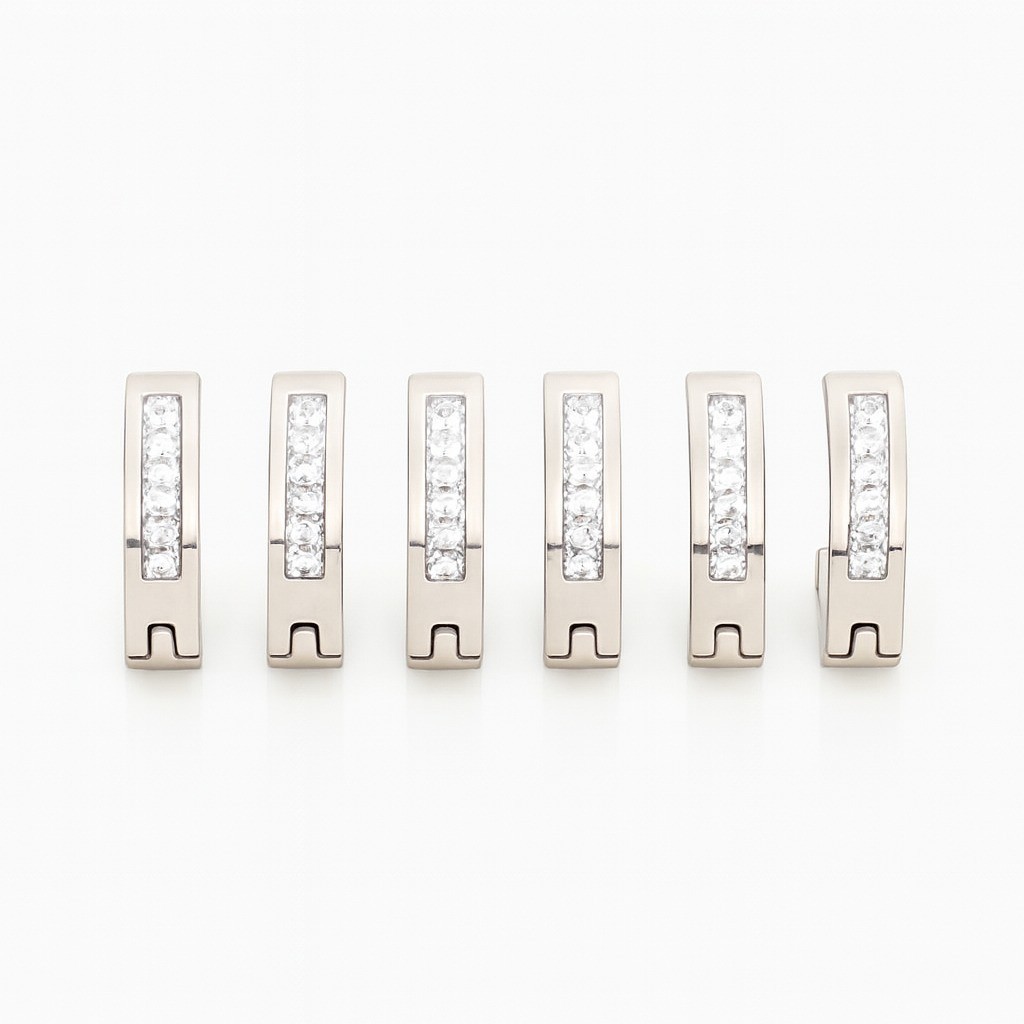 Set of 3 Silver Tone Stainless Steel CZ Hoop Earrings Round