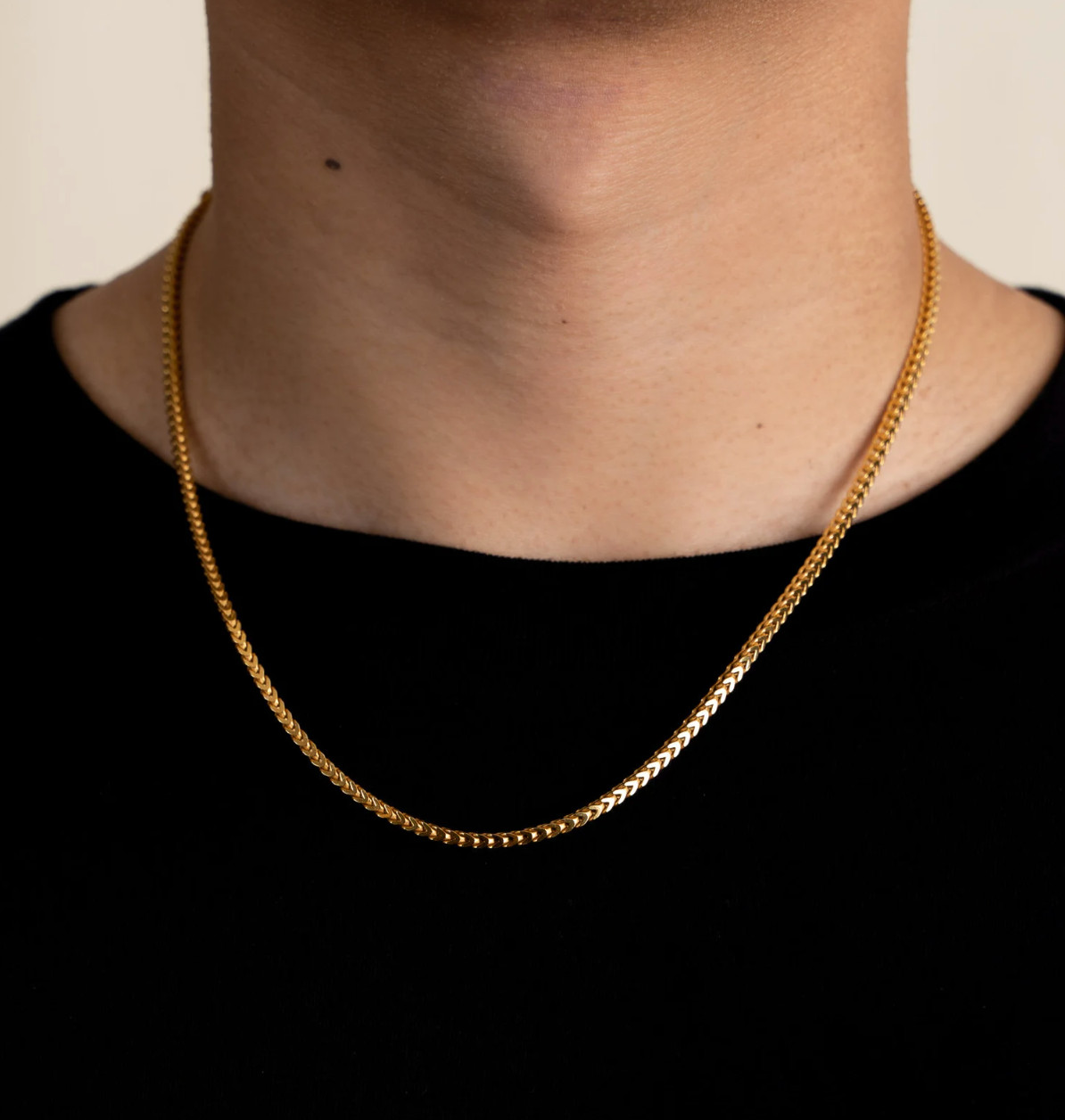 Men’s Real 14k Gold Plated Solid 925 Sterling Silver Franco Chain Necklace