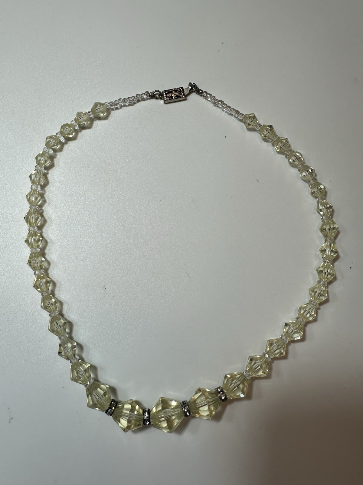 Laguna Signed Clear Faceted Crystal Double Strand Collar Box Clasp