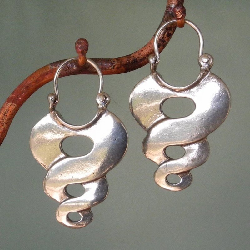 Women’s Silvery Spiral Pendant Ear Buckle Retro Geometric Zinc Alloy Earrings