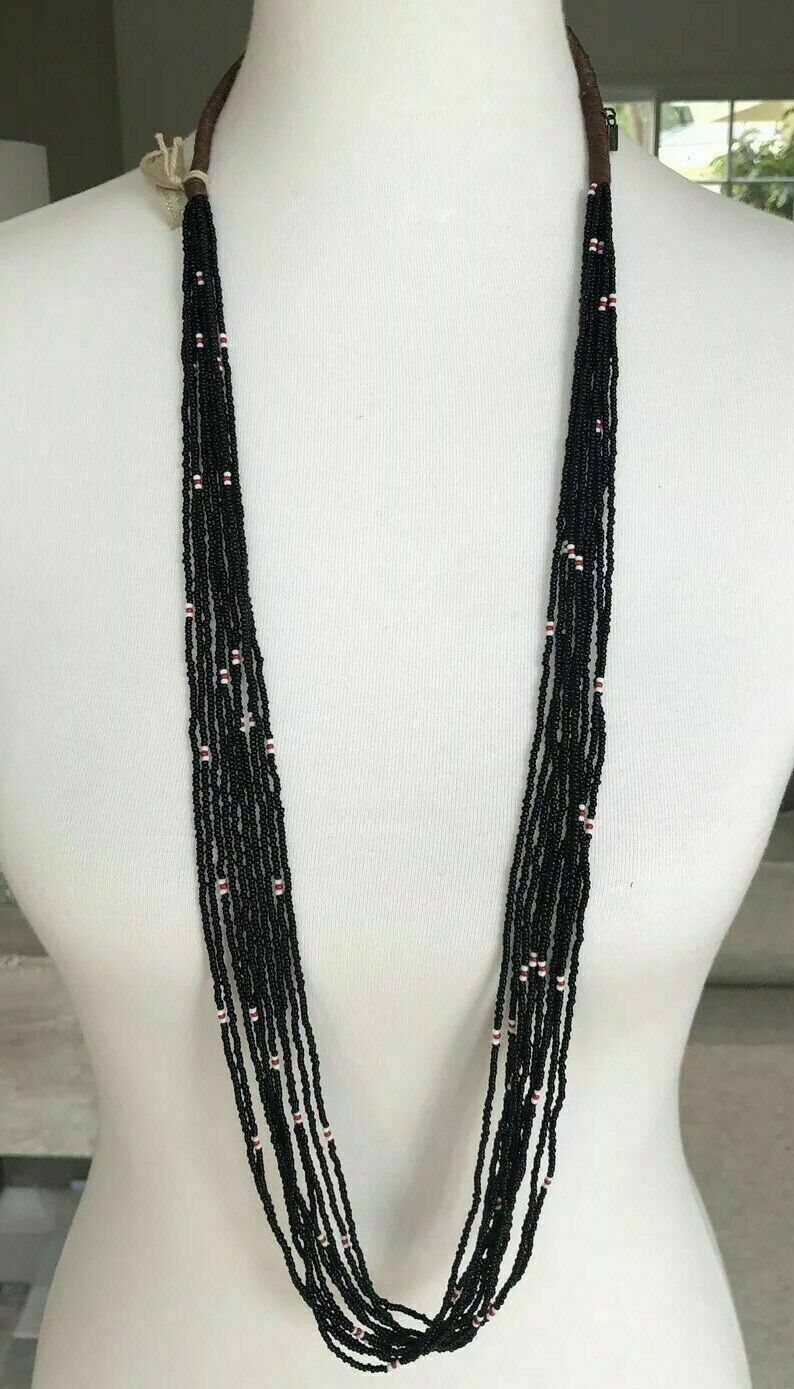 New Auth Chan Luu Multi Strand Seed Bead Necklace Color: Black/Red/White