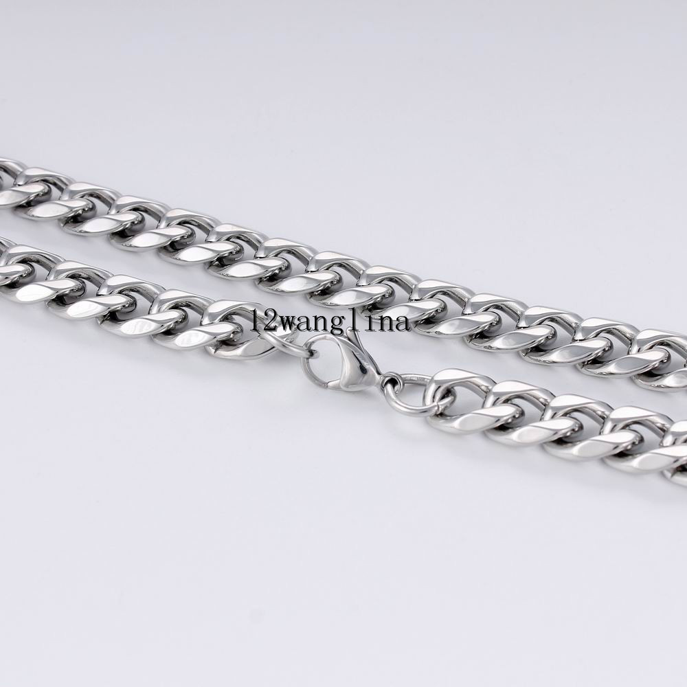18-36” MEN Stainless Steel 3/5/7/9/11mm Silver Tone Cuban Curb Chain Necklace