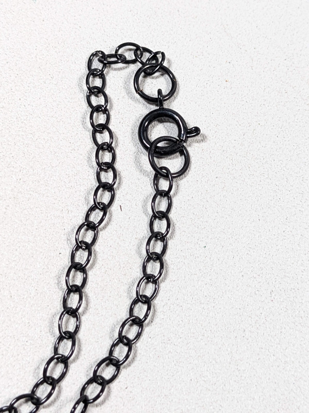 Black Metallic Wire Wrapped Clear Glass Pendant Necklace 16 inch