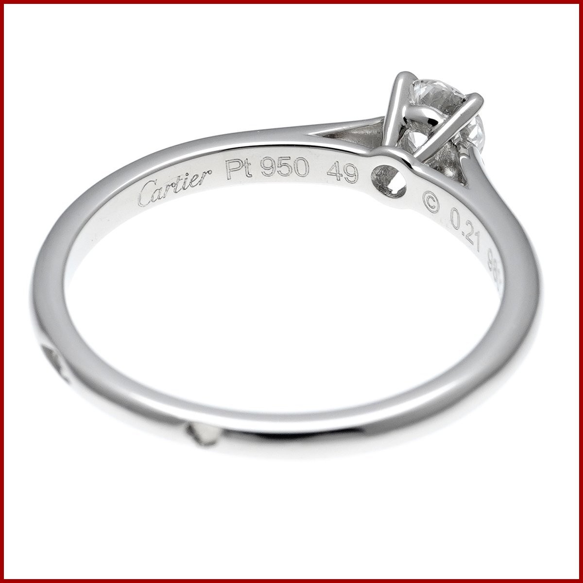 CARTIER 1895 Solitaire Ring Diamond 0.21ct Platinum 950 EU 49 / US 4.75 Auth