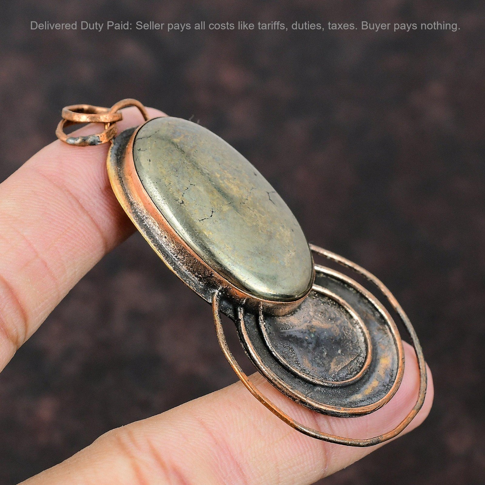 Copper Natural Pyrite Mother Engagement Ethnic Bezel Wedding New Pendant Jewelry