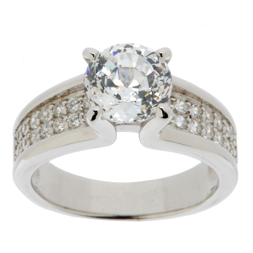 3.75 ct Round Cut Simulated Diamond Bridal Ring Solid Sterling Silver