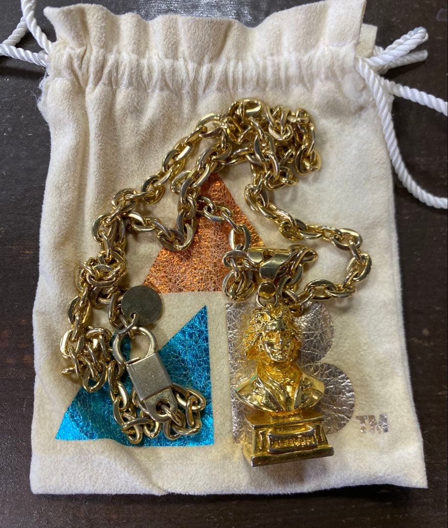 Ambush Beethoven Necklace Gold with Pouch 75〜80cm Used Japan