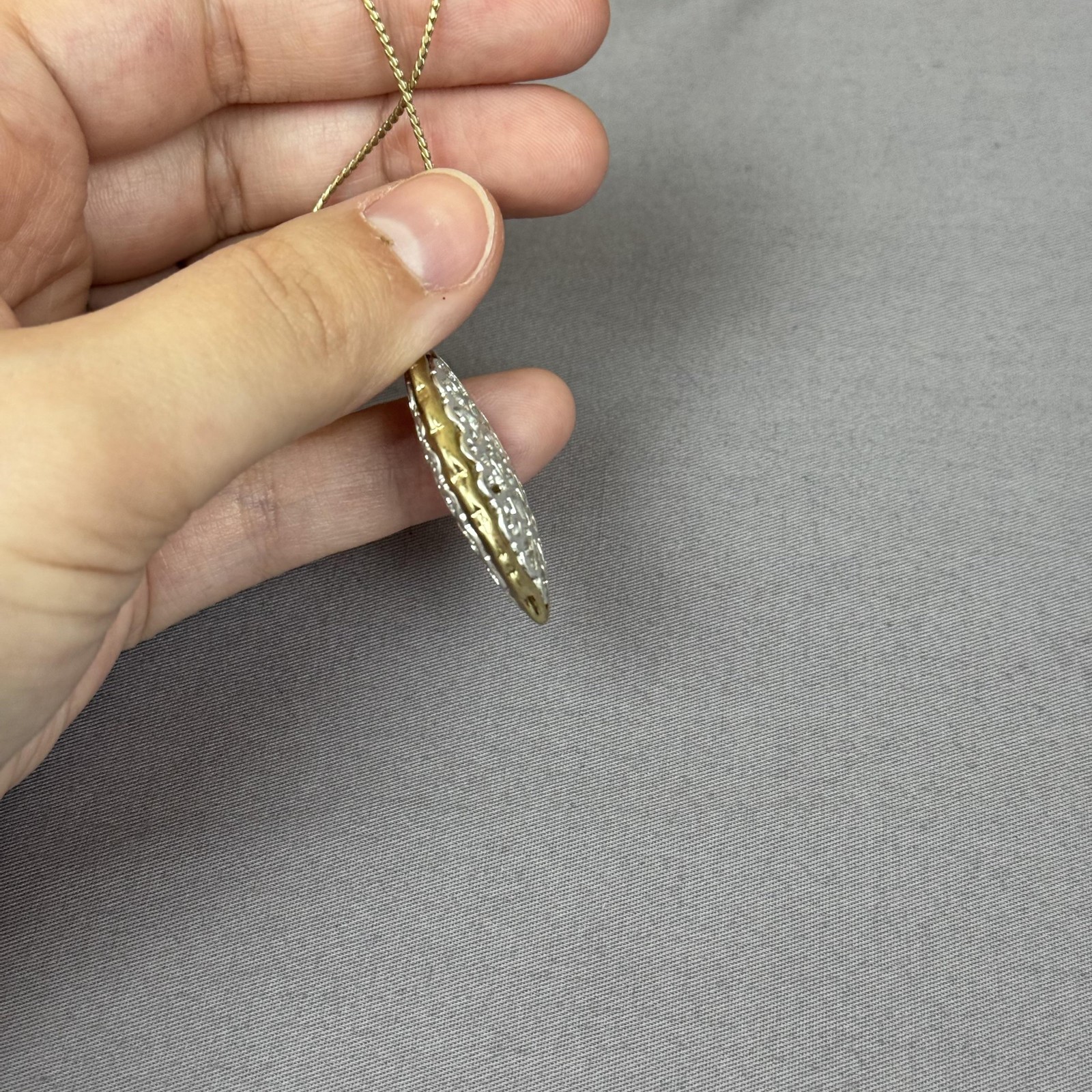 Gold Tone Filigree Oval Pendant Slider Necklace 21 In Womens Floral Jewelry