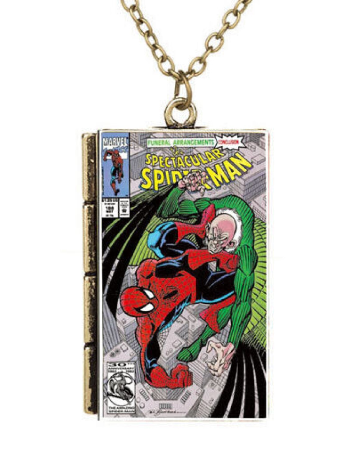 Deadpool Spiderman Comic Books Illustrated Cover Pendant Necklace Free Gift Bag