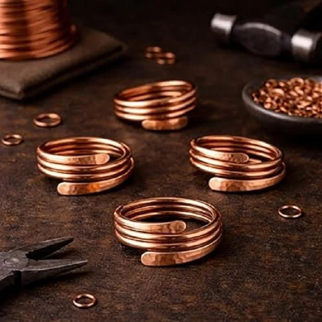 Solid Pure Copper Minimalist Healing Ring, Handmade, Unisex, Wrap Band Ring