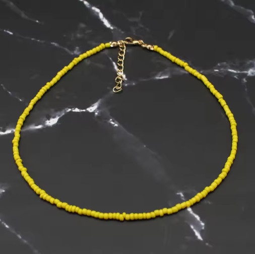 Citrine Choker Necklace 2mm Crystal Gemstone Faceted Beads Minimalist Dainty