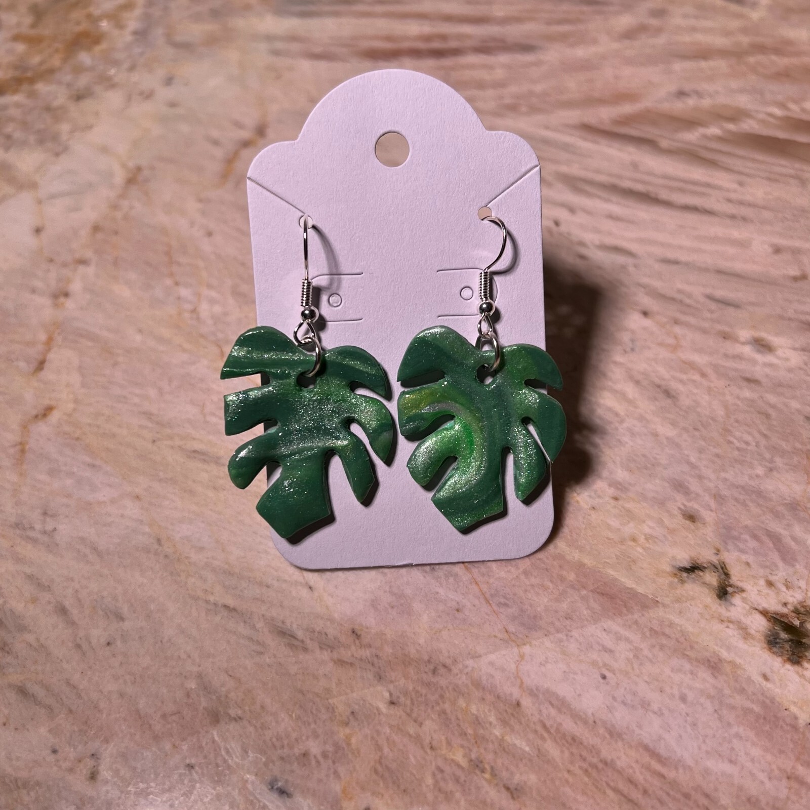 MONSTERA CLAY EARRINGS HANDMADE, GLAZED GREAT GIFT IDEA (SELECT FROM PHOTOS) #1