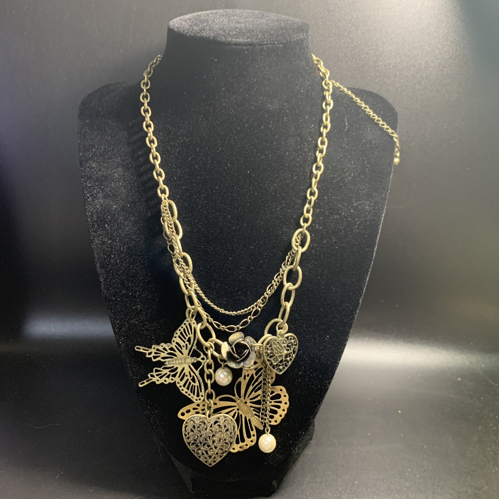 Large Chunky Butterfly Heart Love Nature Statement Filigree Read! Rose