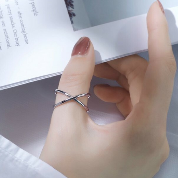 925 STAMPED STERLING SILVER Adjustable Criss Cross X Style Shape Ring Bohemian