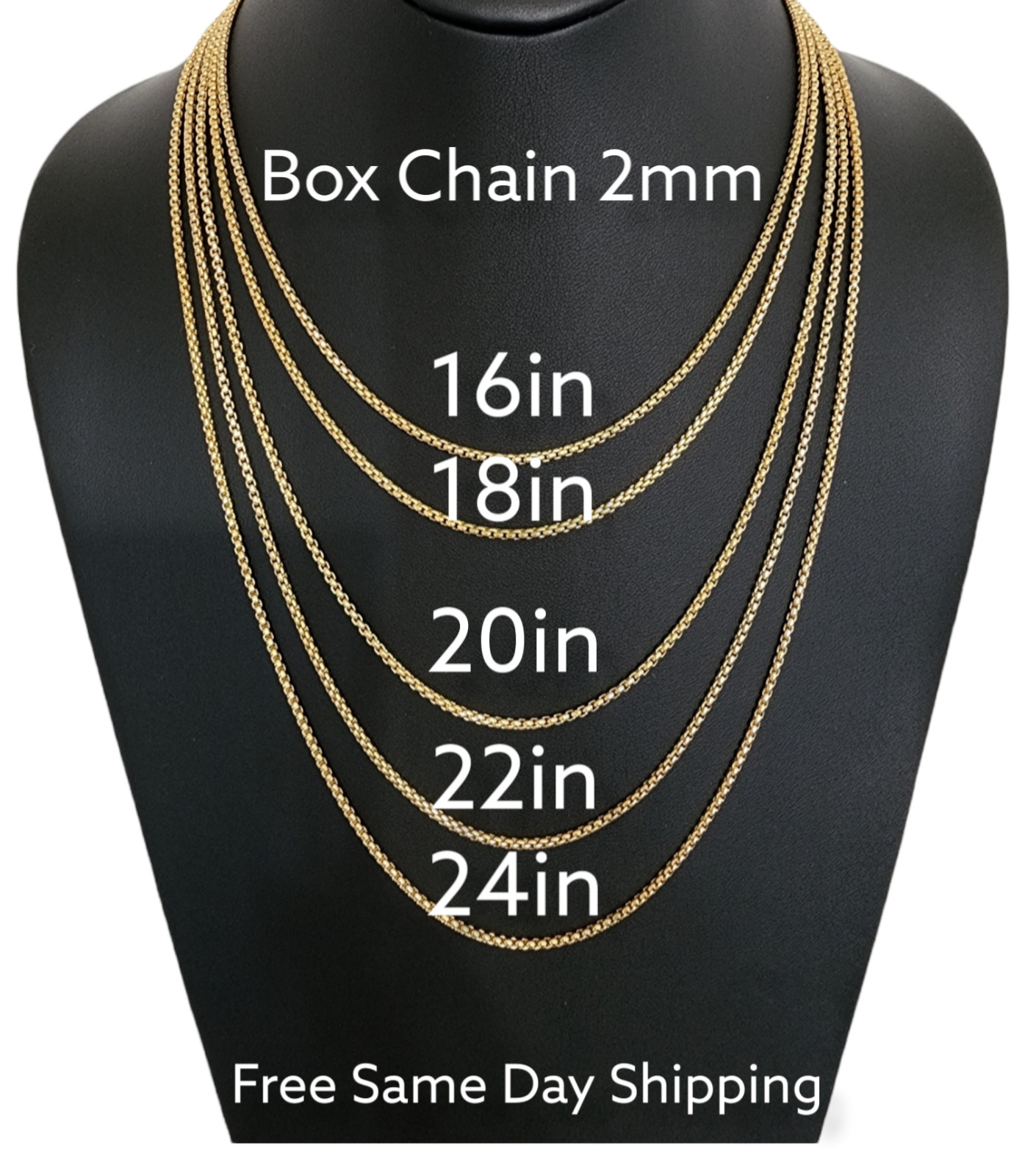 Stainless Steel Gold Plated Box Chain 16-24in Hip Hop Jewelry Unisex Men Women