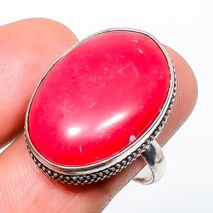 Red Coral Gemstone 925 Silver Plated Ring s.10 TR7508-354