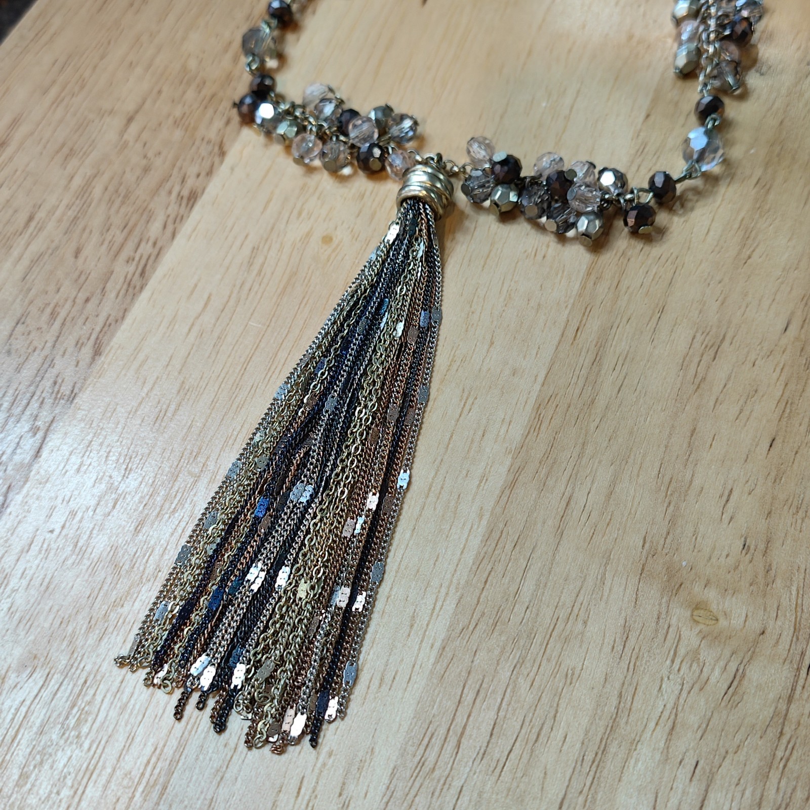 White House Black Market Fashion Necklace w/ Tassle Multi-chain Pendant 24-26″