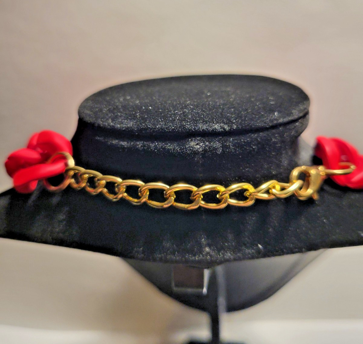 Chunky Red Chain Necklace Statement Link Acrylic Plastic Bold Fashion Jewelry