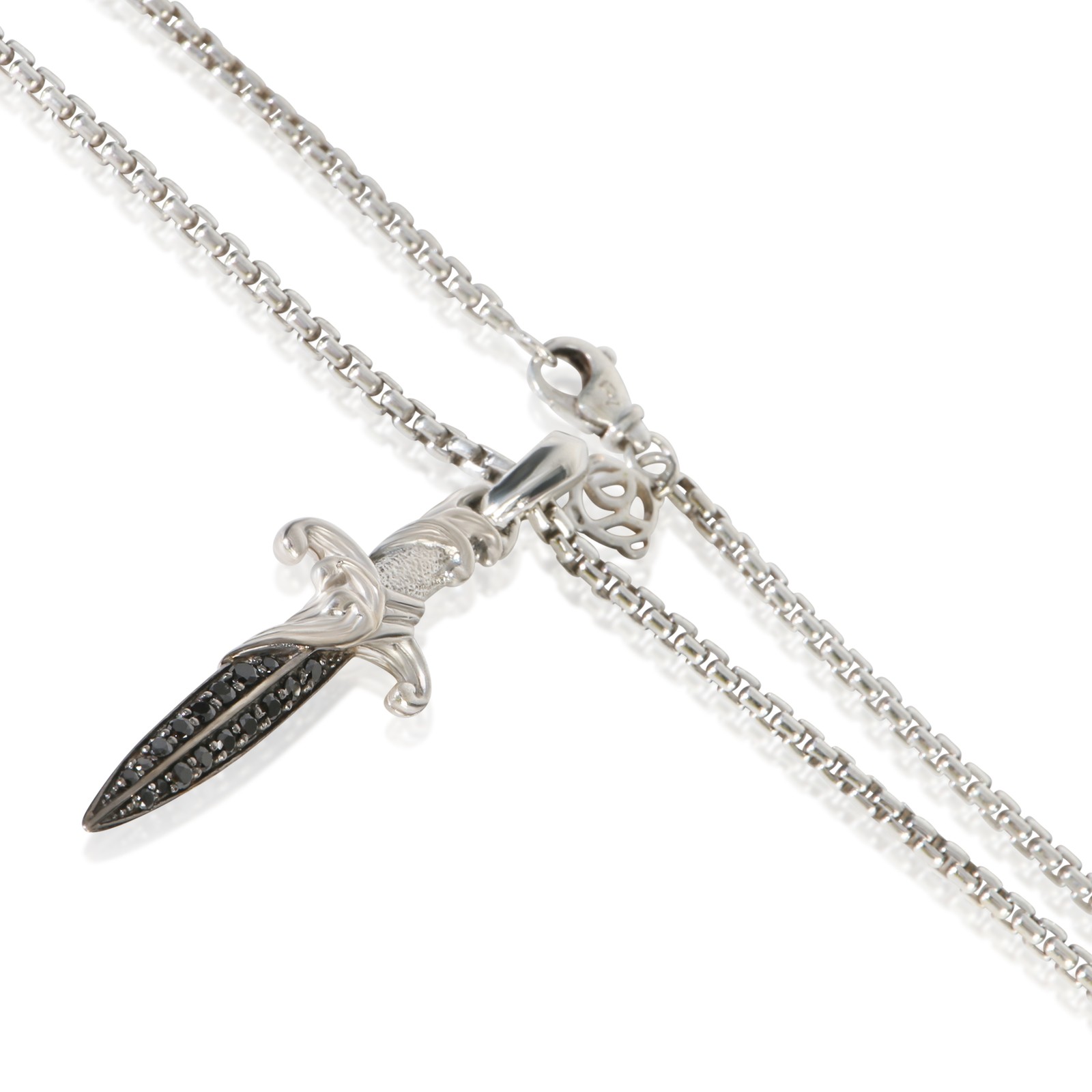 David Yurman Sterling Silver Diamond Waves Dagger Pendant