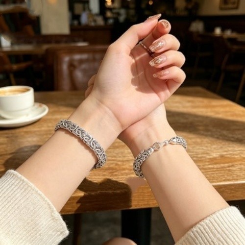 2 Pcs Vintage Byzantine Dragon Link Bracelet Set Retro Hip Hop Unisex Gift