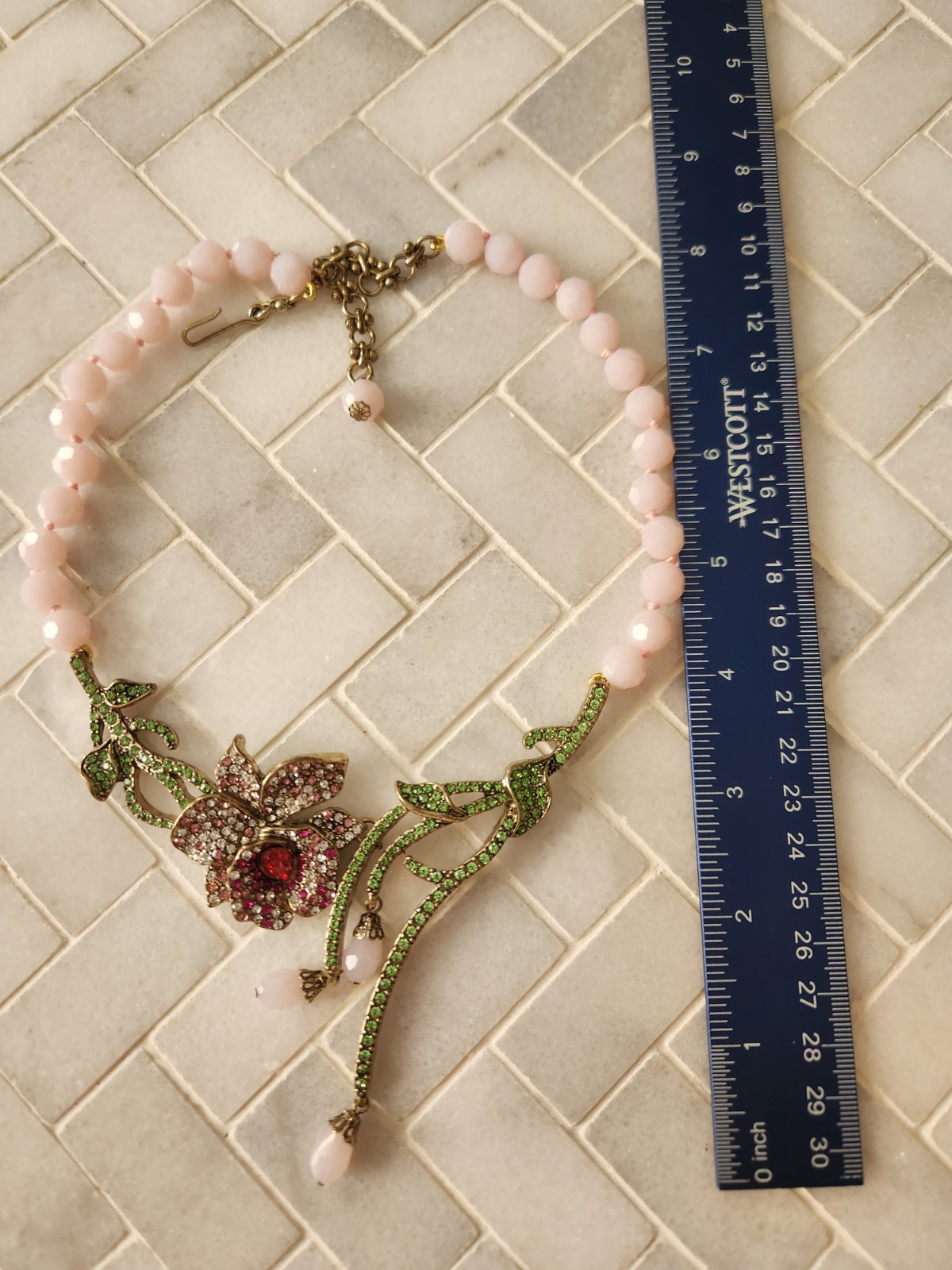 Heidi Daus Inspired Pink Floral Necklace