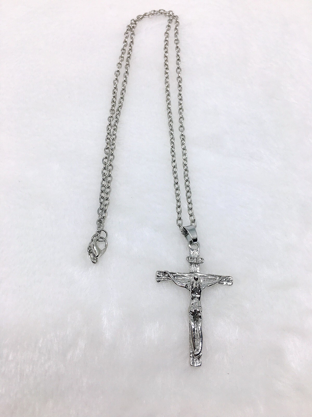 Stainless Steel Jesus Christ Crucifix Cross Pendant Chain Necklace For Men Women