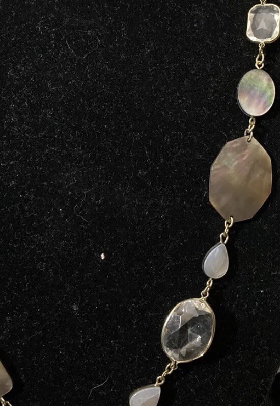 Chicos Necklace Disc Link Abalone Glass Varied Chain Vintage?