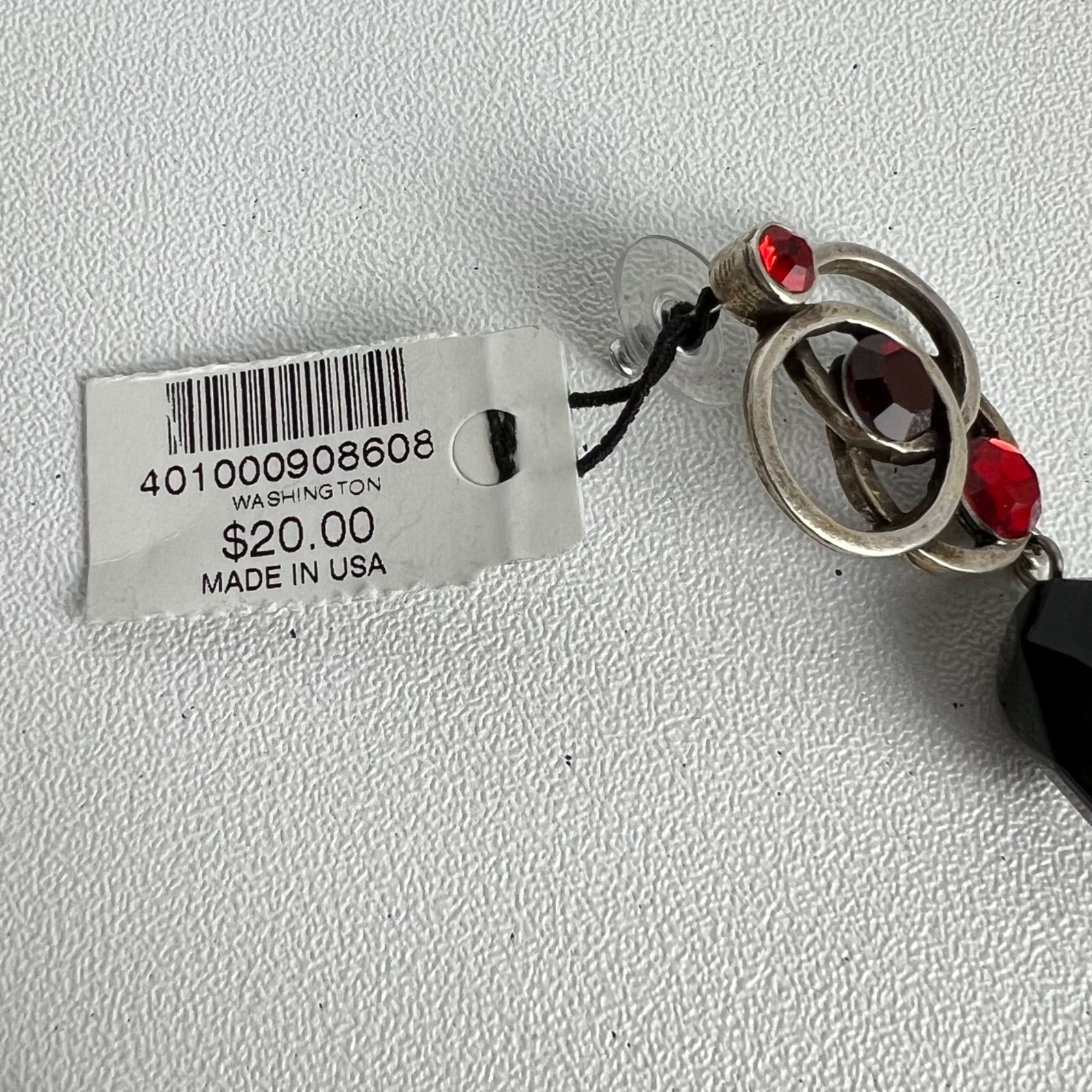 Chicos Antique Silver Red Black Pendant Necklace Earrings Matching Set