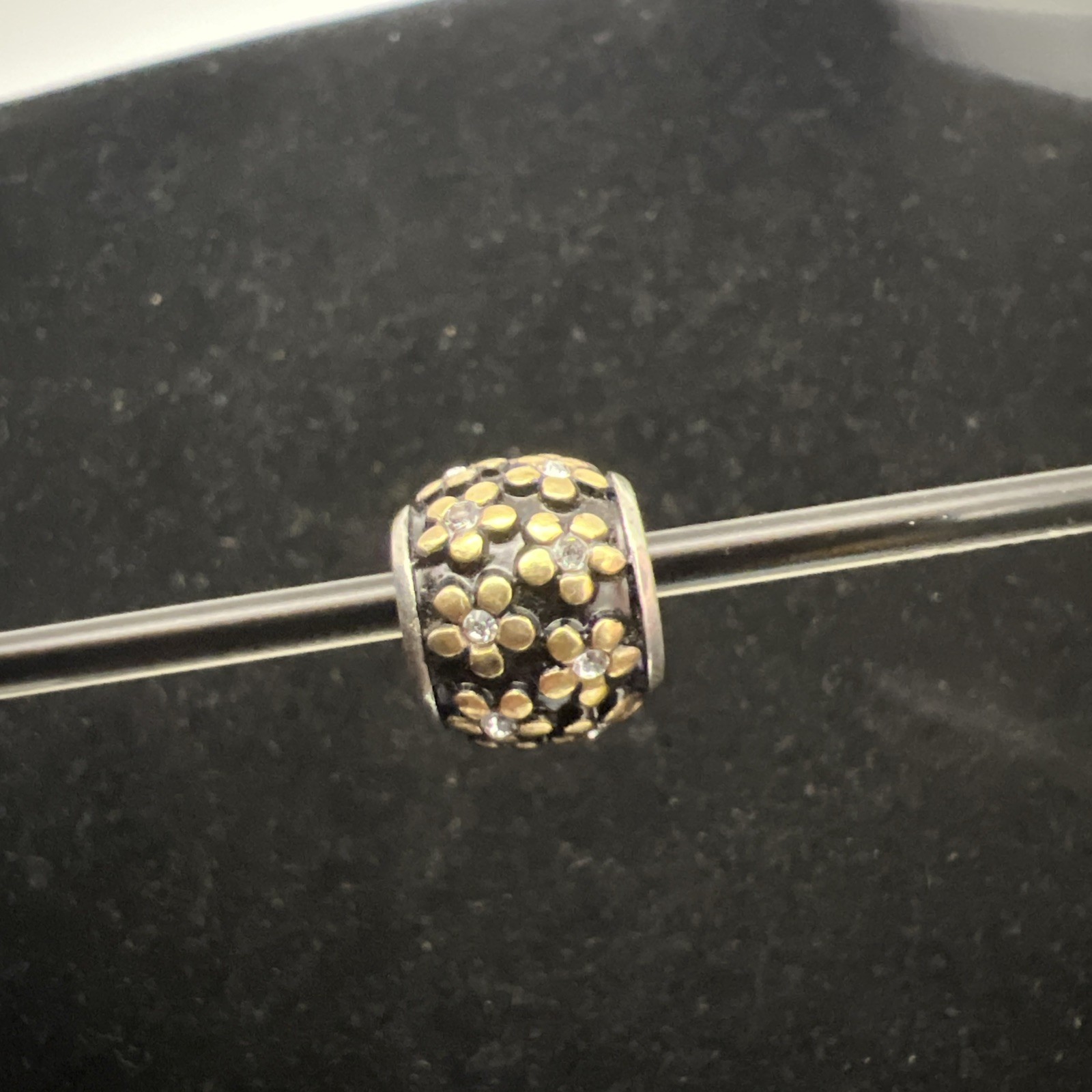 Brighton Black and Yellow Floral Silver Tone Slide on Charm