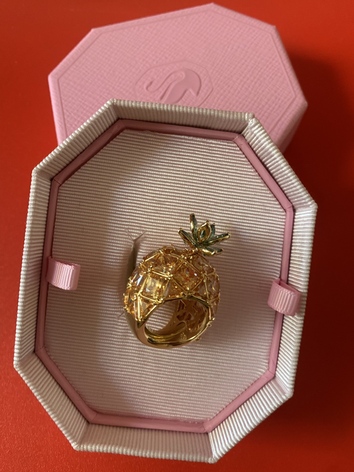 Swarovski Idyllia cocktail ring Pineapple, Multicoloured Gold-tone plated new💕