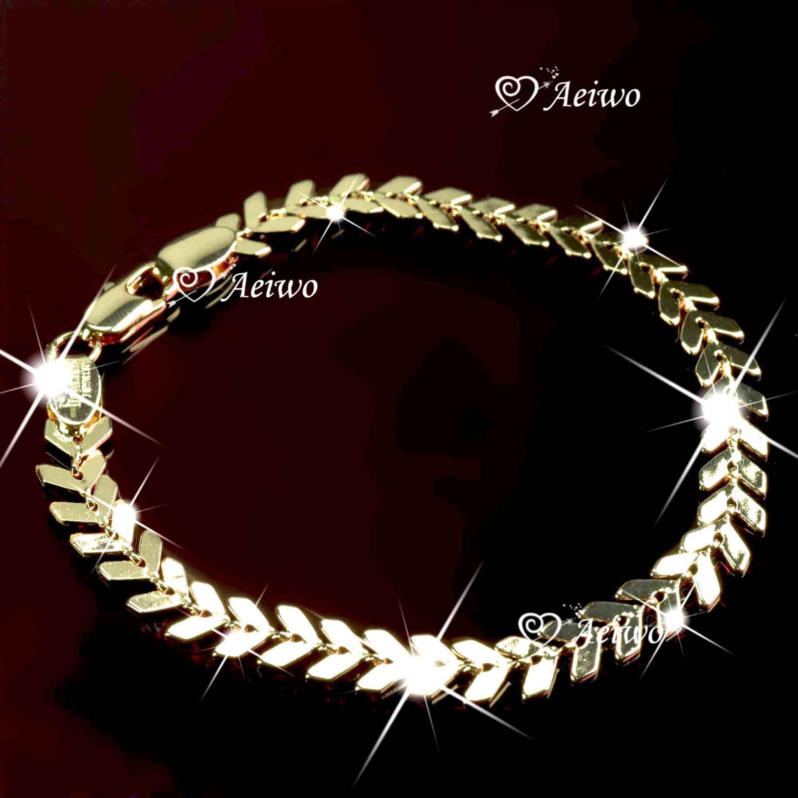 18k rose gold gp bracelet tree leaves snake bone link chain bling bling 18.5cm