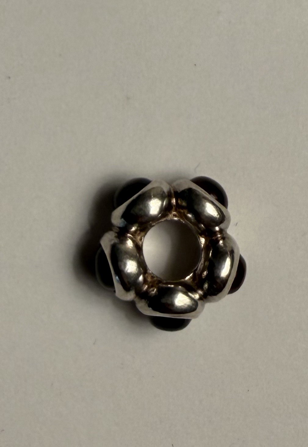 Brighton Sterling Silver Garnet Cabochon Rondelle Spacer Bead 925 Large Hole
