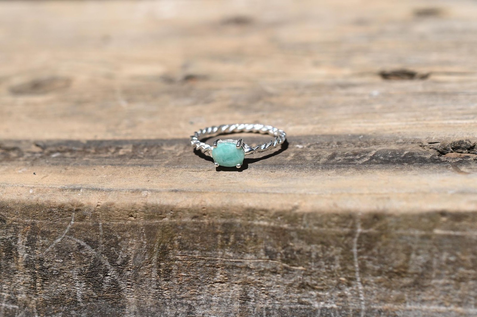 Emerald ring in sterling silver size 7.75, 8, 8.25, 8.5, 8.75